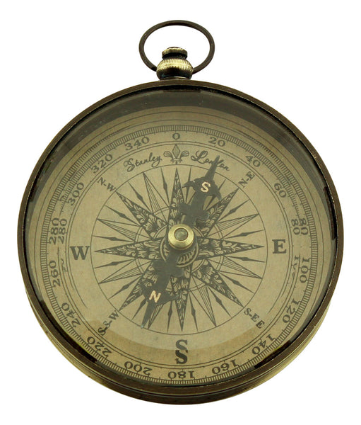 Kompass, Messing antik, mit geschliffenem Glas, Ø: 7,5cm, H: 1,5cm – Zailor